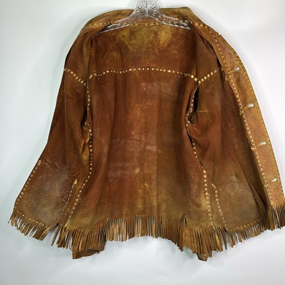 Vintage Buckskin Leather Western Fringe Jacket Size Large - Picture 3 of 14